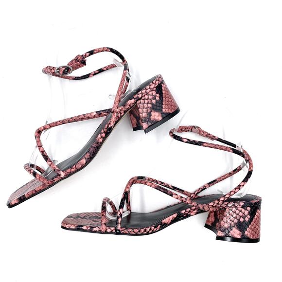 Marc Fisher Jared Sandals Pink Multi Snake Print Leather Ankle Strap Sz‎ 6.5 - Picture 7 of 11